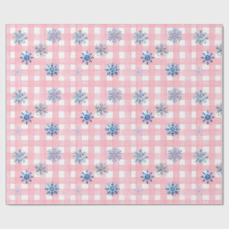 Papel De Presente Pink Plaid Snowflake