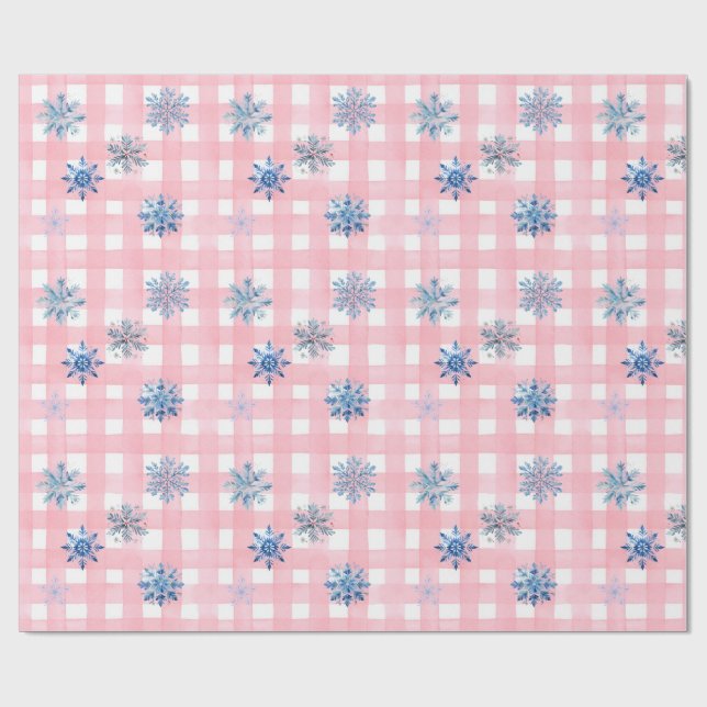 Papel De Presente Pink Plaid Snowflake (Aberto)