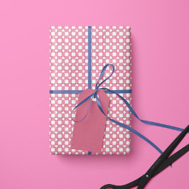 Papel De Presente Pink Preppy Gingham Hearts- Wrapping Paper Roll