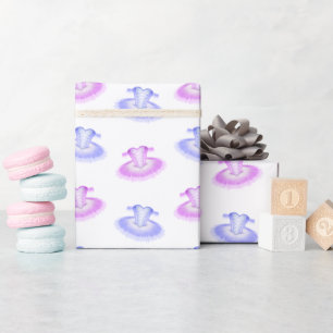 Papel De Presente Pink & Purple Balé Birthday Tutu Watercolor