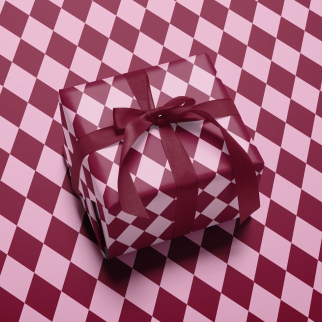 Papel De Presente Pink red argyle pattern Christmas Wrapping paper (Criador carregado)