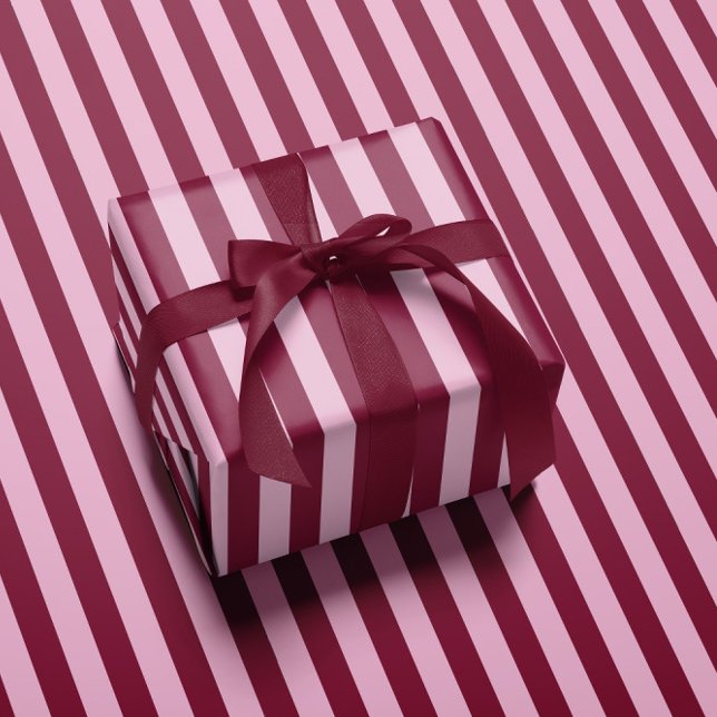 Papel De Presente Pink red stripe Christmas Wrapping paper (Criador carregado)