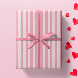 Papel De Presente Pink Stripe Girly Striped Preppy Girl Minimalist