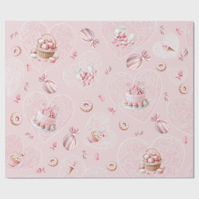 Papel De Presente Pink Sweet One Birthday Wrapping Paper (Aberto)