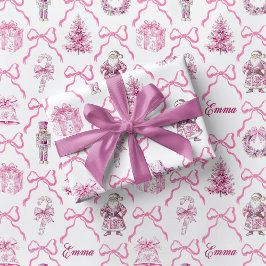 Papel De Presente Pink Toile Nutcracker Wrapping Paper Christmas