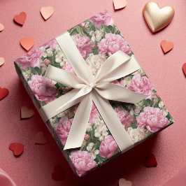 Papel De Presente Pink & White Floral Pattern Easter Wrapping Paper