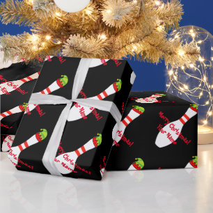 Papel De Presente Pino de boliche com chapéu de elfo personalizado d