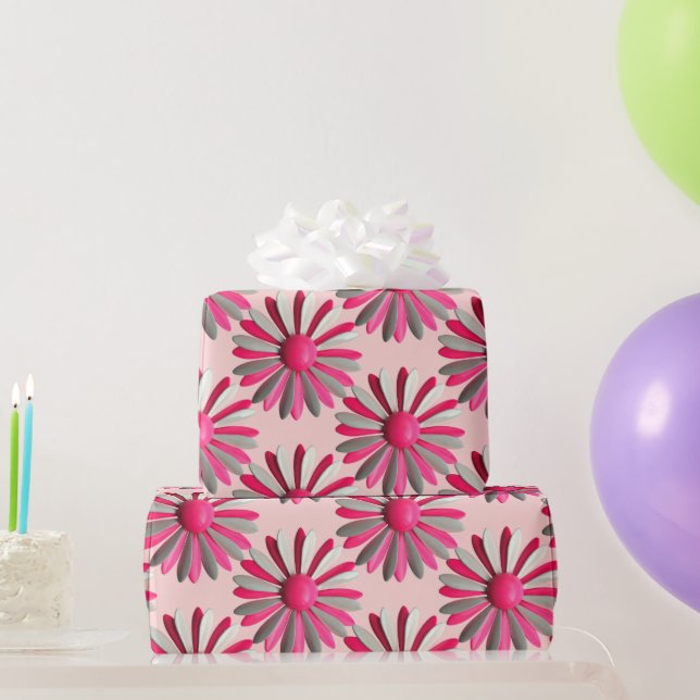 Papel De Presente Pino de Flor de Margarida Rosa Casamento de Jardim (Presentes para festas)