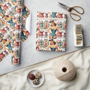 Papel De Presente Pino do Corpo da Moda da Vintage