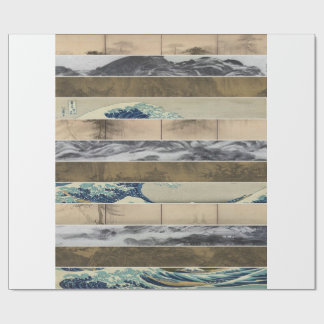 Papel De Presente Pinos e Templos Mosaico de Arte Asiática para Embr