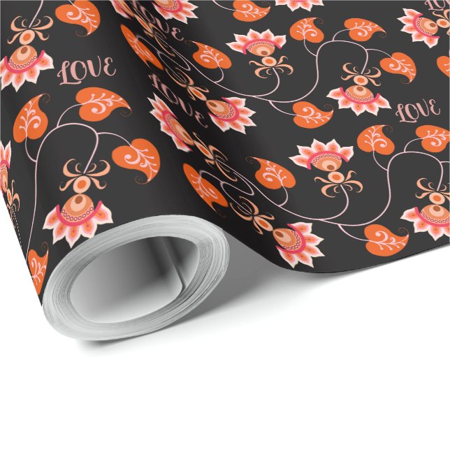 PAPEL DE PRESENTE PINQUE FLORES COMO PRESENTE PARA O SEU AMANTE (Ponta do rolo)