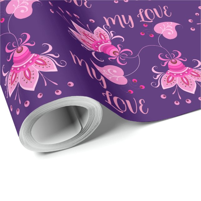 PAPEL DE PRESENTE PINQUE FLORES COMO PRESENTE PARA O SEU AMANTE (Ponta do rolo)