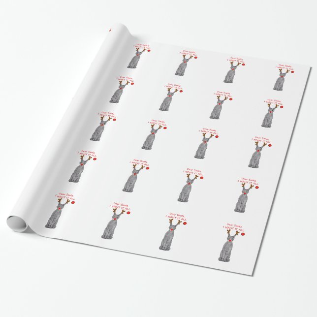 Papel De Presente Pinscher caro Papai noel do Doberman…. (Desenrolado)