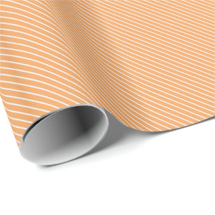 Papel De Presente Pinstripes diagonais - laranja e branco