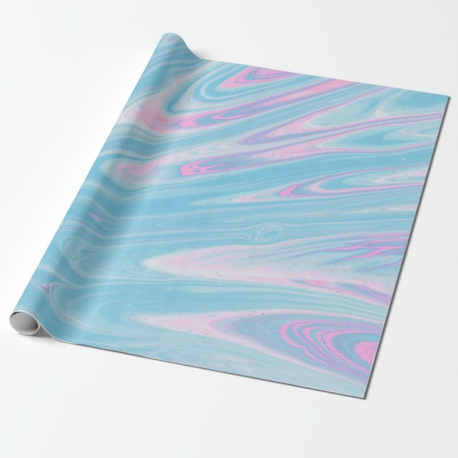 PAPEL DE PRESENTE PINTA E ABSTRATO AZUL (Desenrolado)