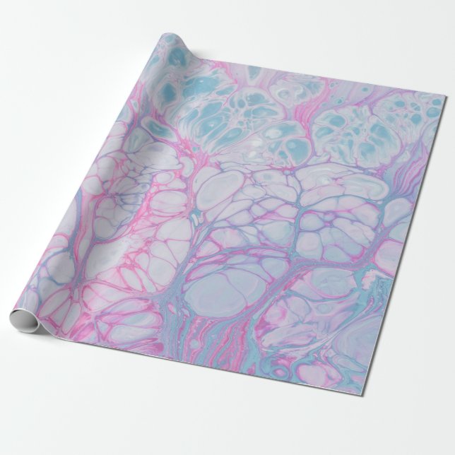 PAPEL DE PRESENTE PINTA E ABSTRATO TEAL (Desenrolado)