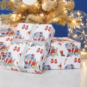 Papel De Presente Pintado com Papais noeis de navegação