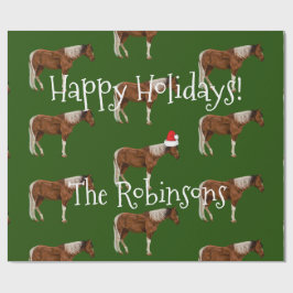 Papel De Presente Pinte cavalos & o Natal vermelho do chapéu do