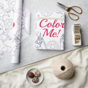 Papel De Presente Pinte Seu Presente Personalizado de Unicórnio