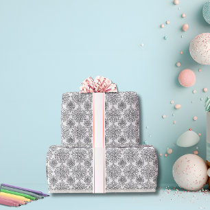 Papel De Presente Pinte Você Mesmo um Crisântemo Preto e Branco