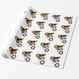 Papel De Presente PINTINHO BIKER sentado em sua moto