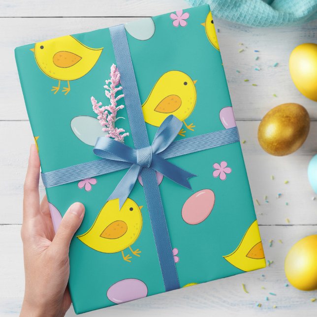 Papel De Presente Pintinho de Ovos de Páscoa em Foguete Primavera ve (Criador carregado)