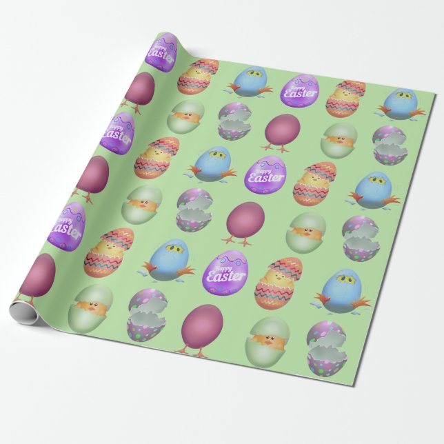 Papel De Presente Pintinhos do felz pascoa (Desenrolado)