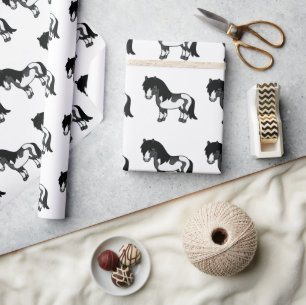 Papel De Presente Pinto Negro Pinto Shetland Pôy Pôy Padrão