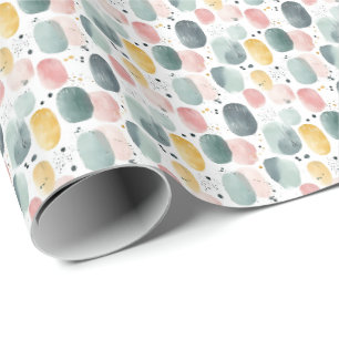Papel De Presente Pintura Abstrata & Pontos em Branco