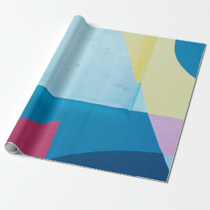 Papel De Presente Pintura abstrato azul, vermelha, rosa e amarela