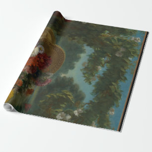 Papel De Presente pintura antiga em cesto floral