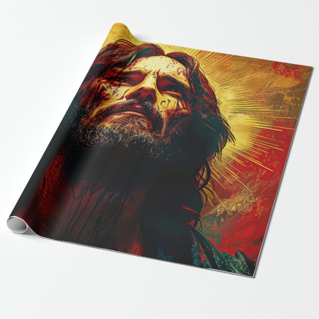 Papel De Presente pintura aquosa de cristo jesus (Desenrolado)
