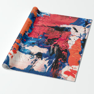 Papel De Presente Pintura azul, laranja, vermelha e preta