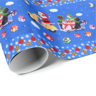 Papel De Presente Pintura da entrega de Labrador do Natal