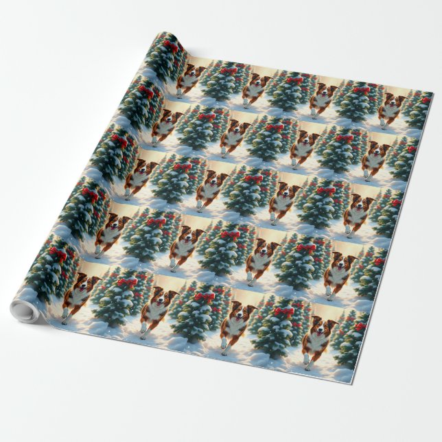 Papel De Presente Pintura da Fazenda de Árvores de Natal do Australi (Desenrolado)