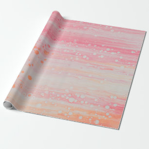 Papel De Presente Pintura de abstrato branco e rosa