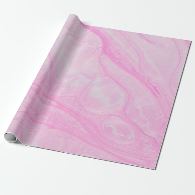 Papel De Presente Pintura de abstrato branco e rosa (Desenrolado)