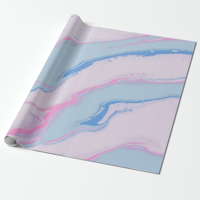 PAPEL DE PRESENTE PINTURA DE ABSTRATO BRANCO VERMELHO E AZUL (Desenrolado)