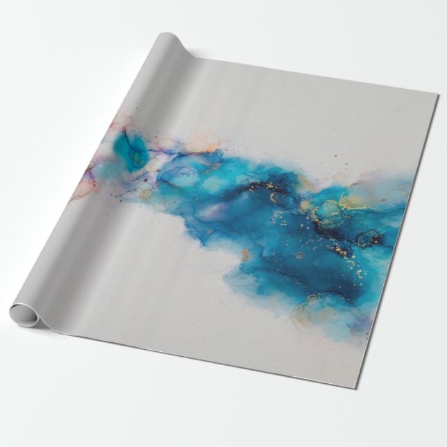 Papel De Presente Pintura de Abstrato com tinta a álcool. Tinta alco (Desenrolado)