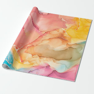 Papel De Presente Pintura de abstrato fluido de luxo natural em alco