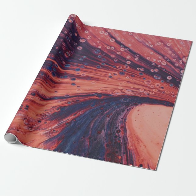 Papel De Presente Pintura de abstrato vermelho e preto (Desenrolado)