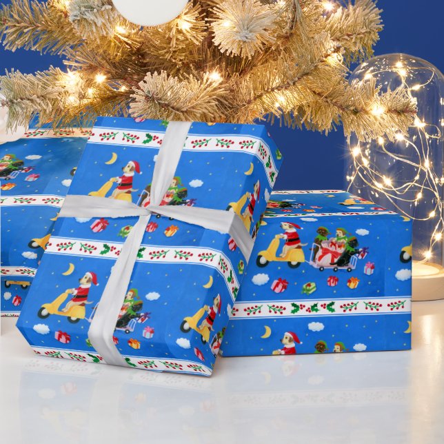 Papel De Presente Pintura de Entrega do Pretador de Natal (Feriados)