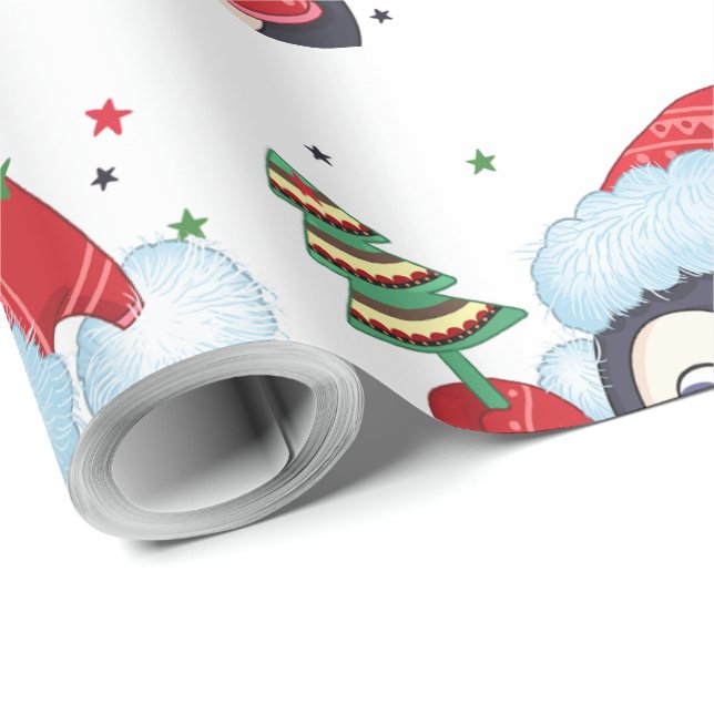 Papel De Presente Pintura de Natal com uma Árvore (Ponta do rolo)