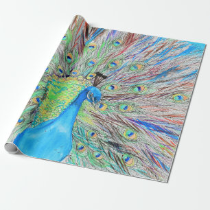 Papel De Presente Pintura de Peacock de Aquarela