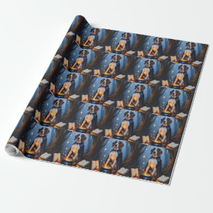 Papel De Presente Pintura do Dia das Bruxas de Bluetick Coonhound