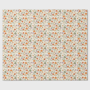 Papel De Presente Pintura em Aquarela de Abóboras no Outono do Hallo