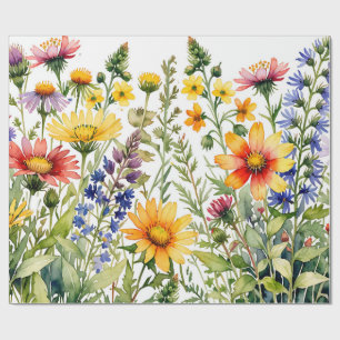 Papel De Presente Pintura em aquarela de flores silvestres bonitas e