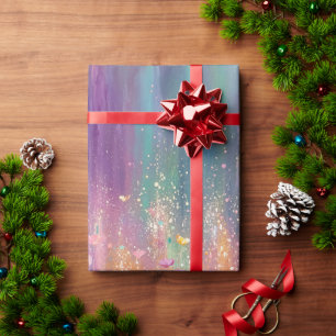 Papel De Presente Pintura Floral Abstrata com Cores Vibrantes