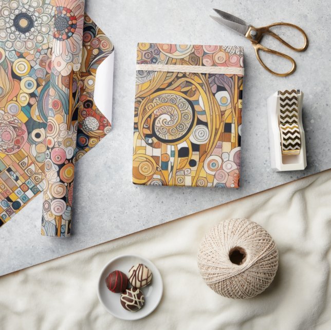 Papel De Presente Pintura Floral com Estilo de Arte Antiquada (Artesanato)