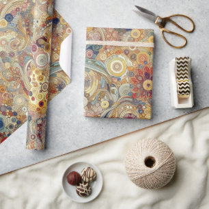 Papel De Presente Pintura Floral com Estilo de Arte Antiquada